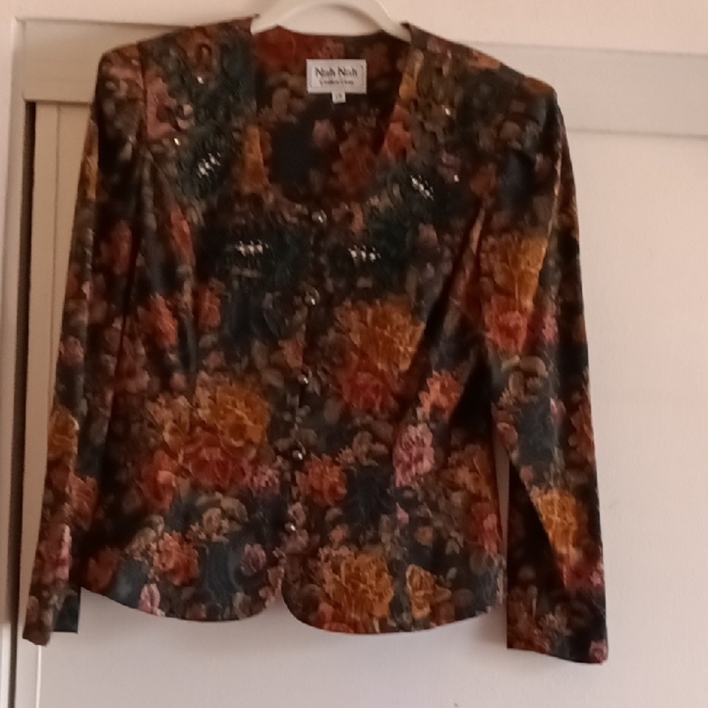 Brown and Orange Abstract Blazer with Classic Cut